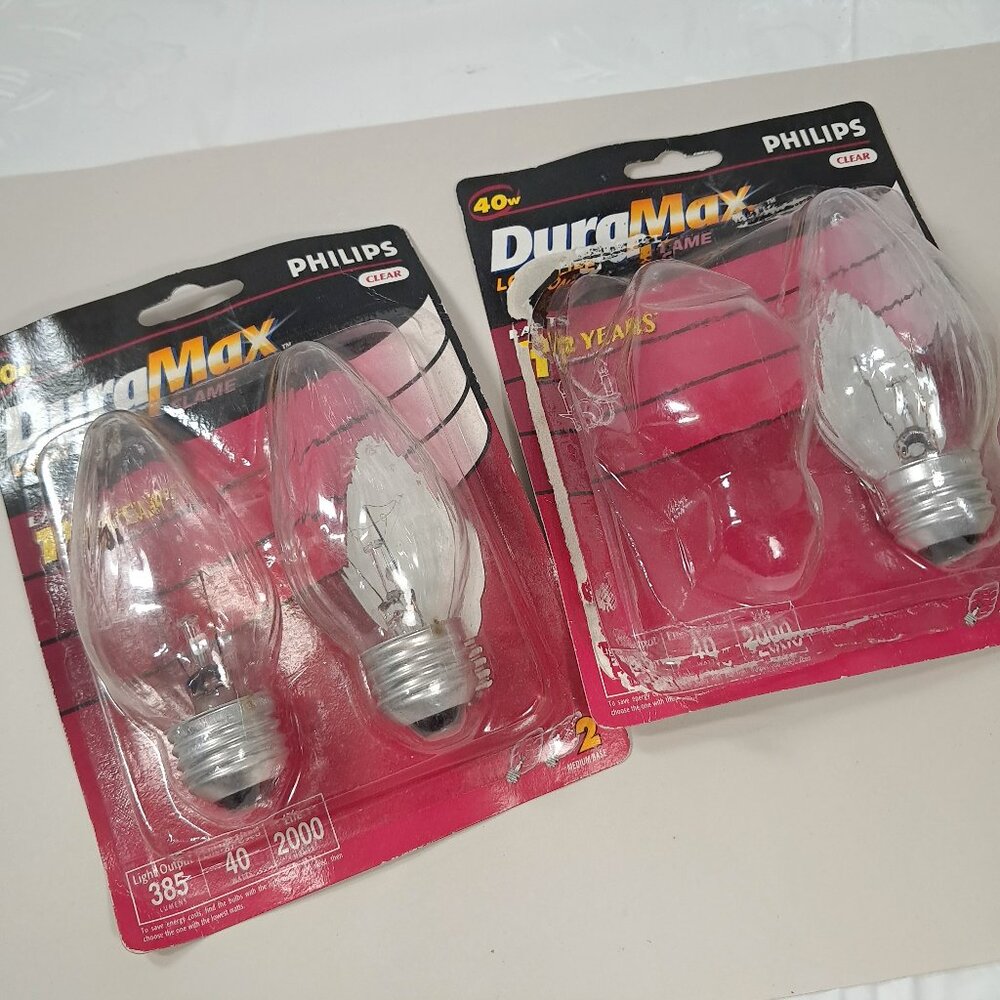 Philips DuraMax set 3 Light‎ bulbs Flame blunt tip Clear Medium Base F15 40w